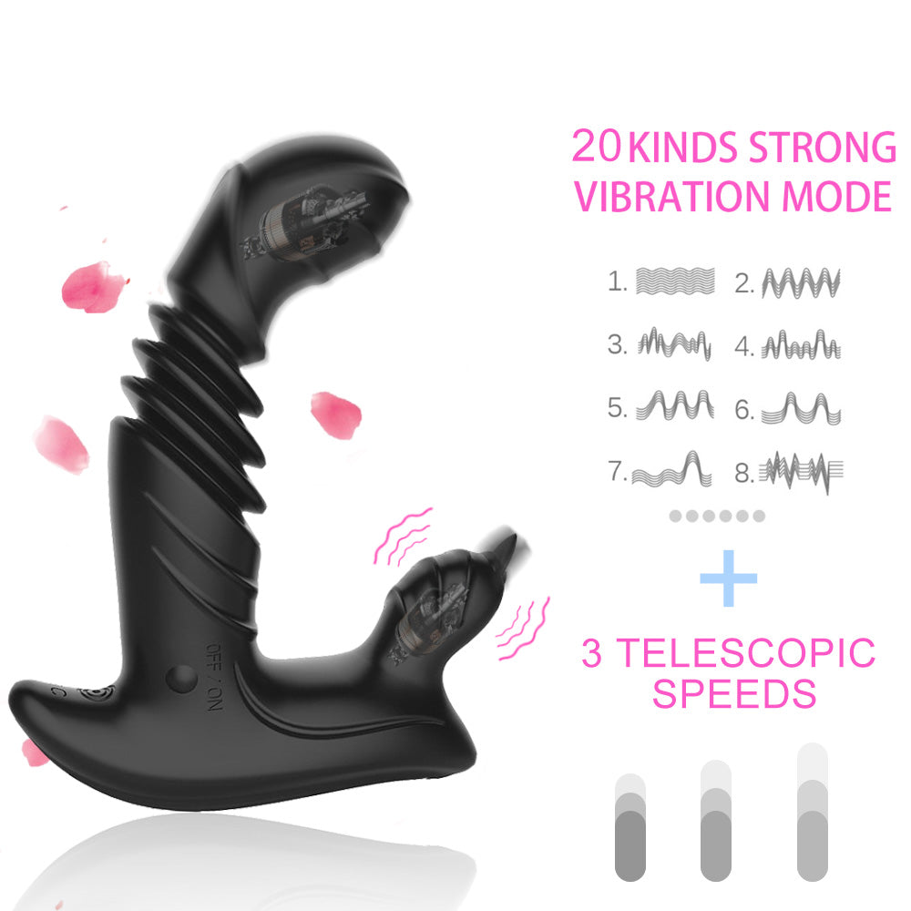 Lurevibe - Telescopic Prostate Massager For Men And Women Double Shock Masturbation G-spot Vestibule Anal Plug Sex Toy Wholesale - Lurevibe