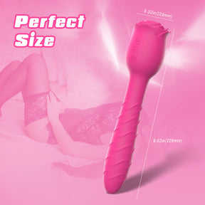 Lurevibe - D3621 Scarlet 3-in-1 Telescopic Sucking And Shocking Handle Rose Vibrator - Lurevibe
