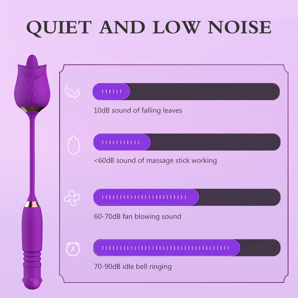 Lurevibe - Purple Rose Toy Rotating Pearls Telescopic Tongue-licking V